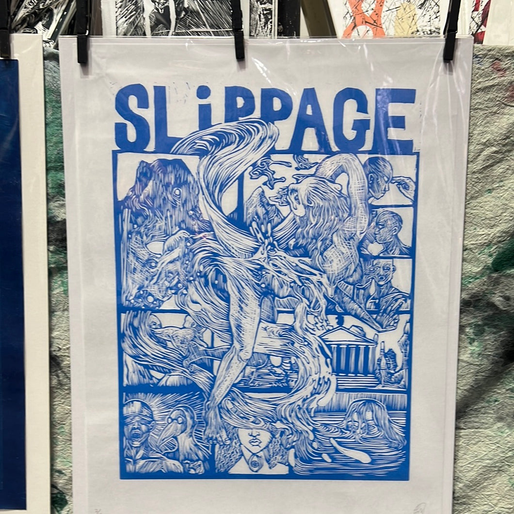 Slippage Linocut